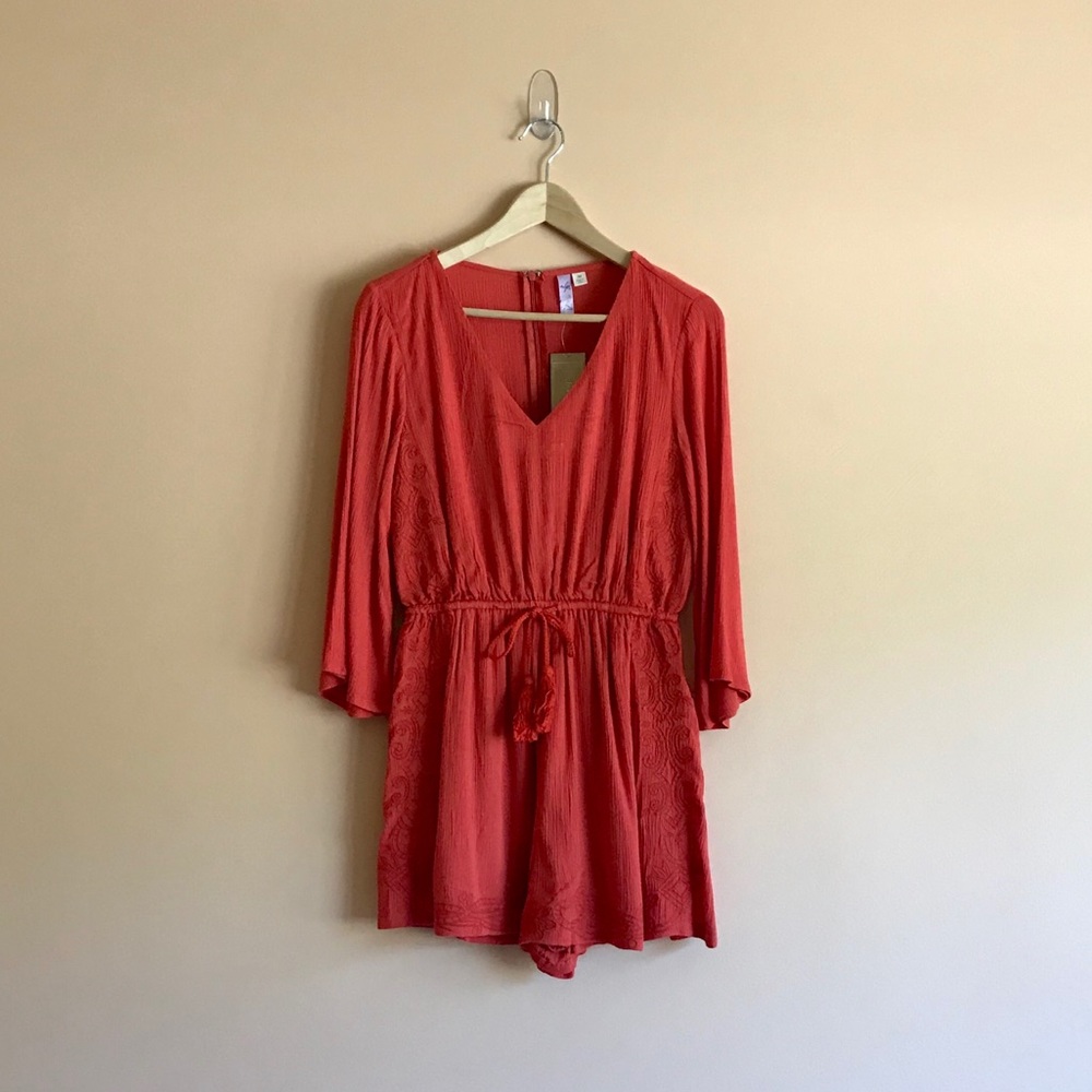 Burnt Orange Tie Front Romper